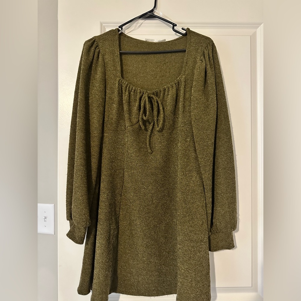 Brown sweater dress.